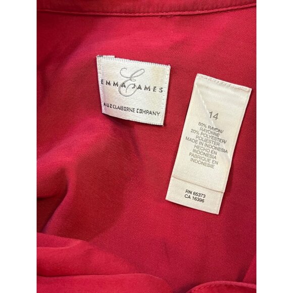 EUC Emma James Women's Magenta Rayon Blend Button Down Blouse Size 14 Office Top - Picture 5 of 8